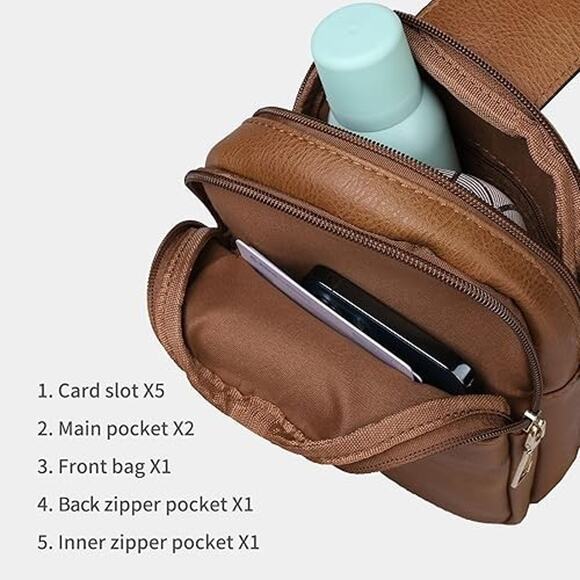 Anti Theft Crossbody Sling Bag for Trendy, Small Vegan Leather Cross body Fan... - Picture 5 of 5